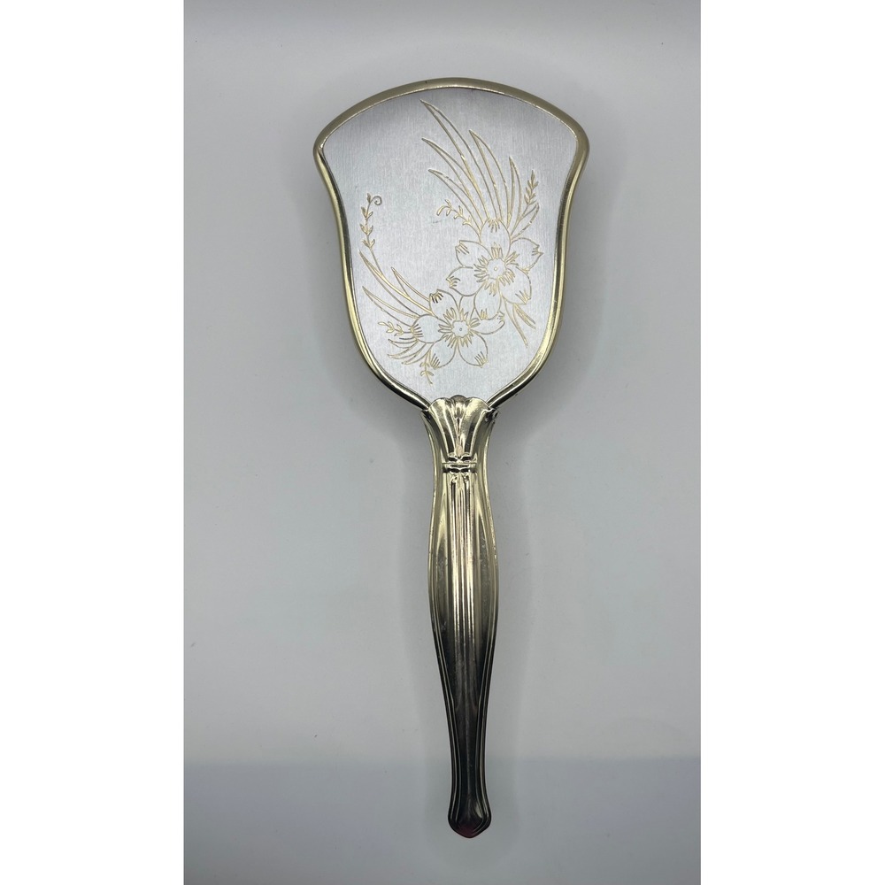 Vintage Golden Tone Brush Jewelite By Prophylactic Engraved Floral Beauty Tools